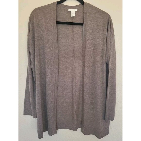 H&M Open Front Cardigan Small Brown Long Sleeve Capsule Closet Classic Thin - Picture 1 of 12